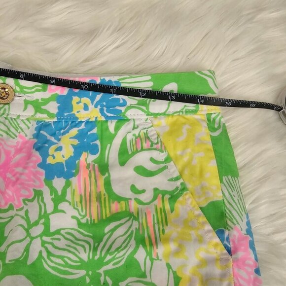 Floral Scalloped Hem Cotton Shorts – by Lilly Pulitzer Green Blue Resort Sz 00 - Picture 11 of 13